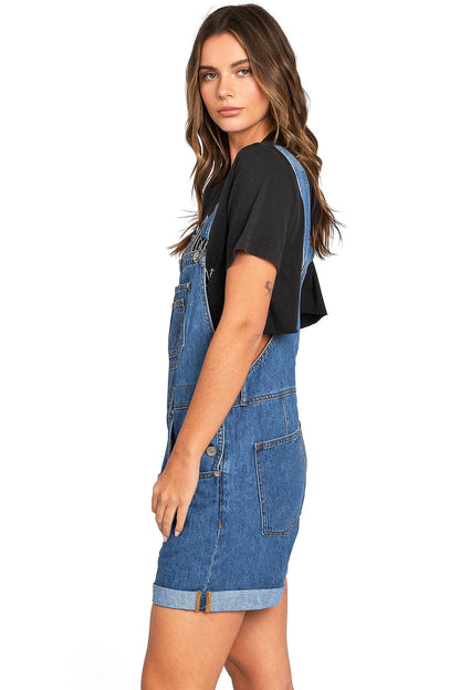 Lana Roux Relaxed Fit Boyfriend Short Overalls