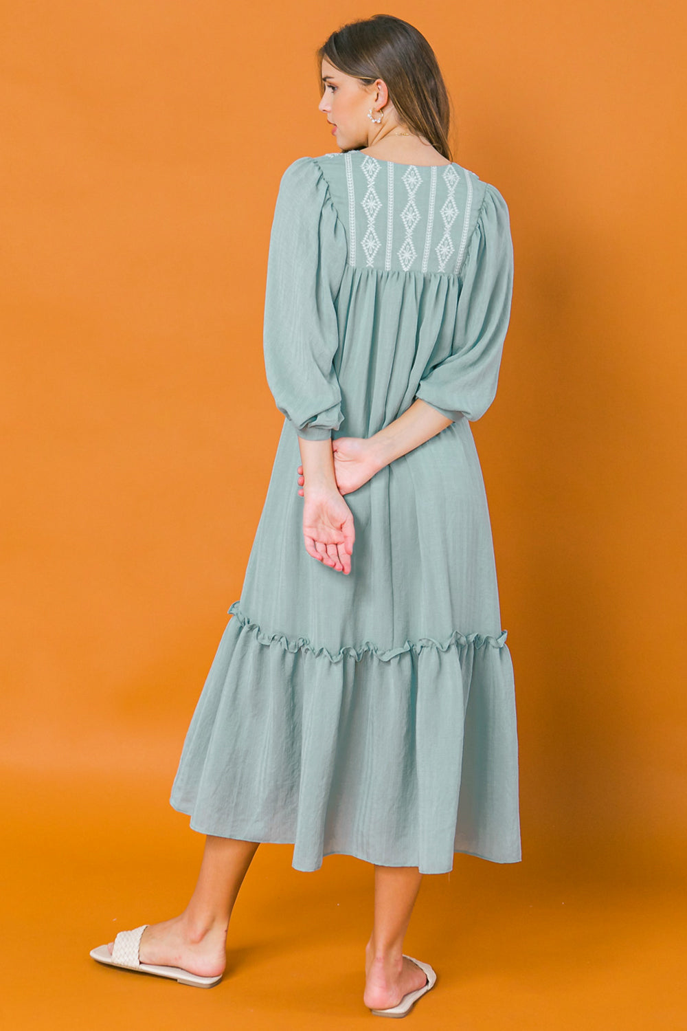 A. Calin By Flying Tomato Women's Shift Midi Kaftan Boho Dress (Sage, Large) A. Calin By Flying Tomato Women's Shift Midi Kaftan Boho Dress (Sage, Large)