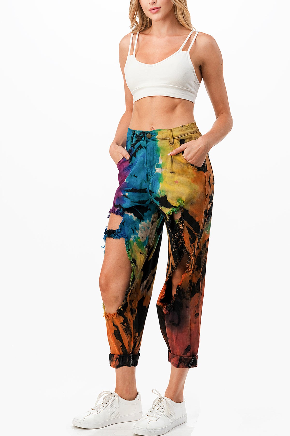 Splash Dyed Crop Trousers