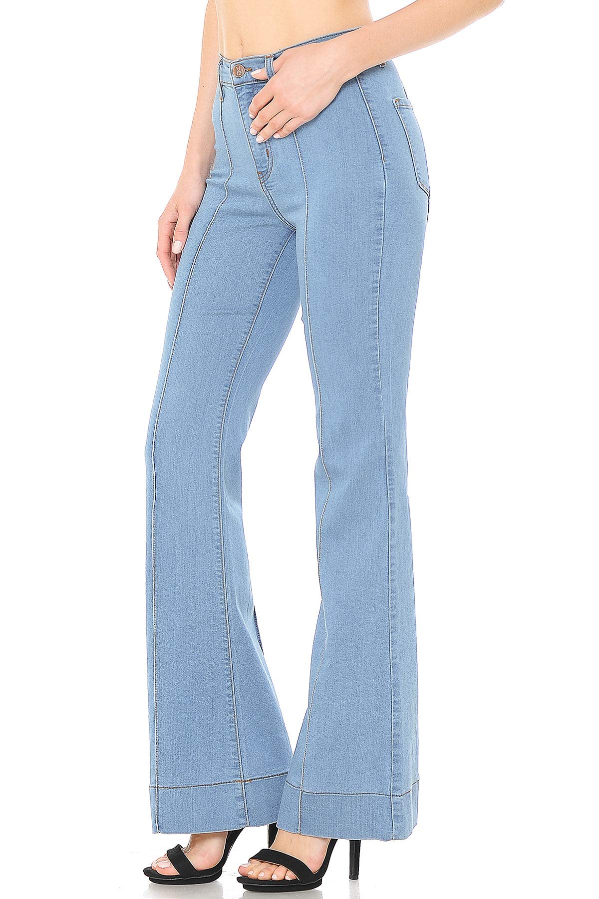 Pin Tuck Bell Bottom Jeans