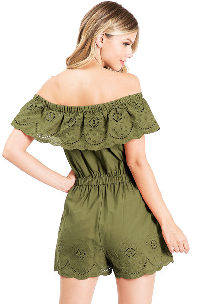 Broderie Off Shoulder Romper