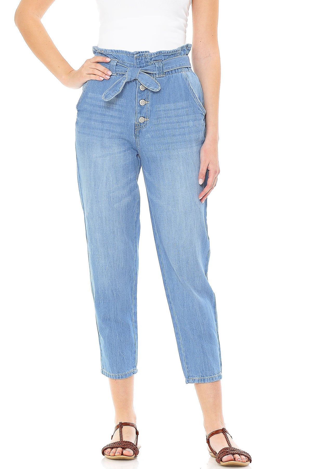 Paperbag waist mom shops jeans