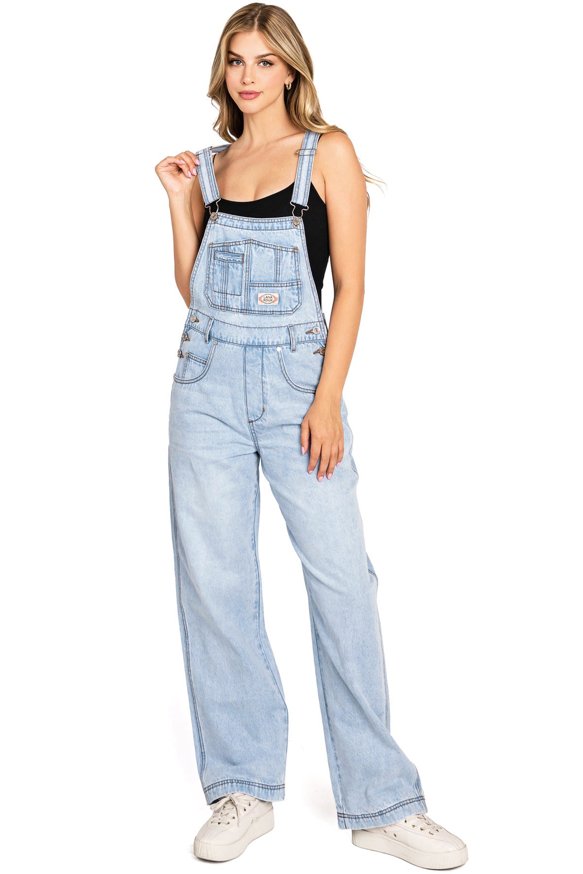 Lana Roux 90s Retro Dungaree Utility Denim Overalls