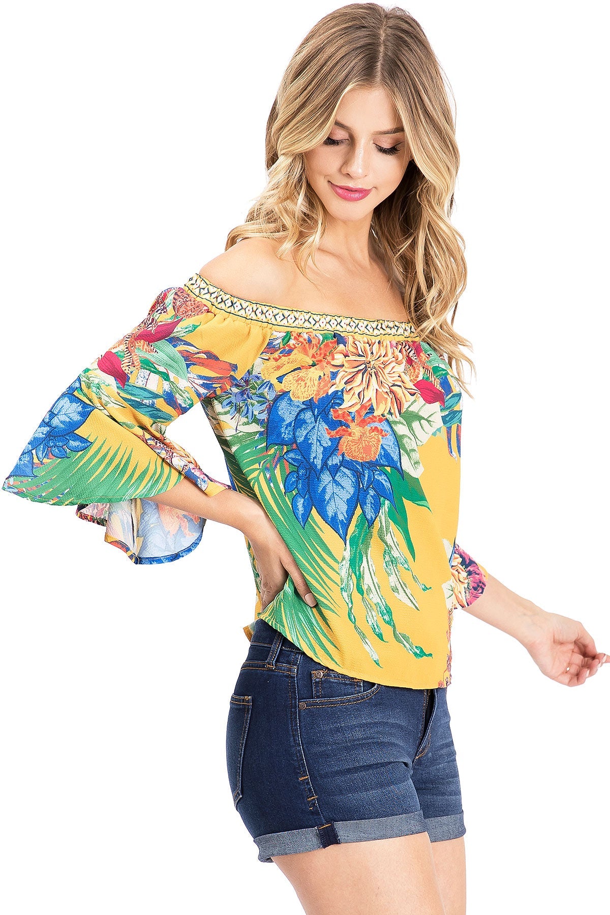 Island Bloom Off Shoulder Blouse