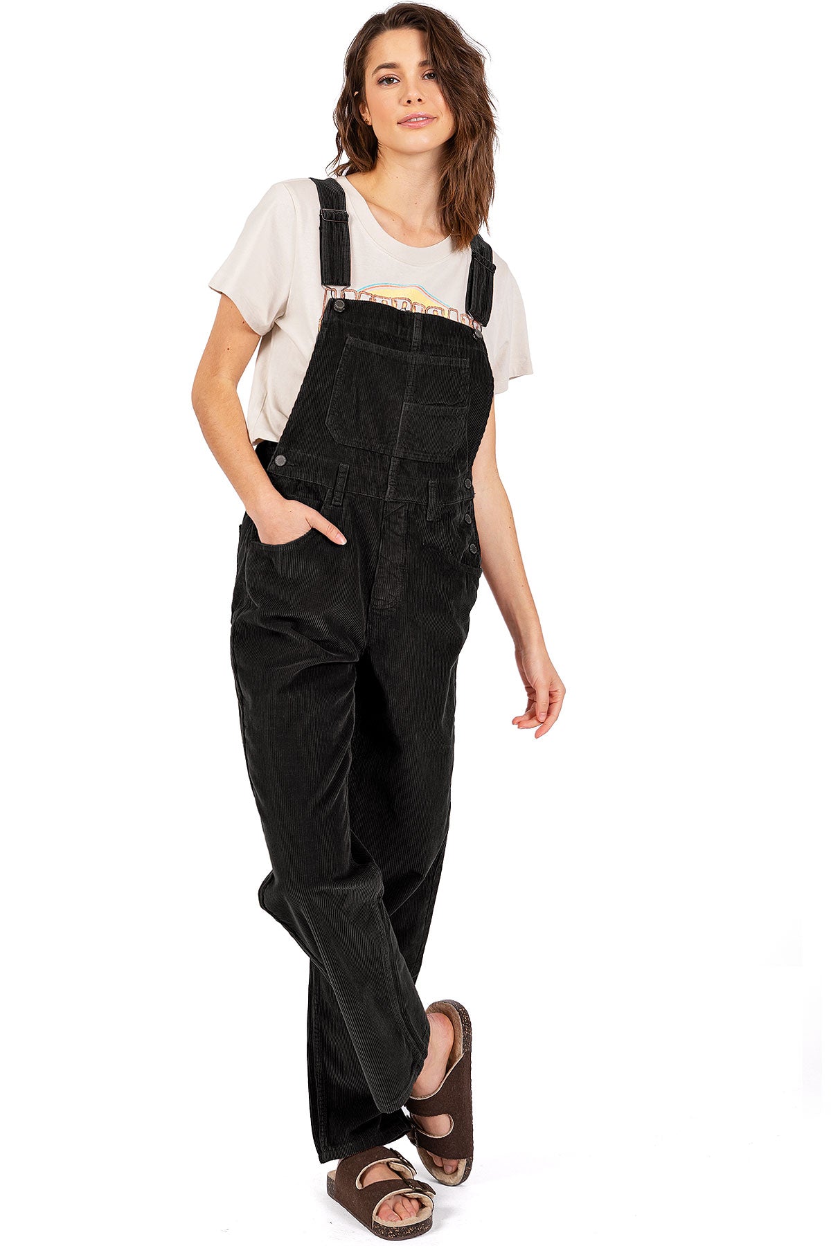 Lana Roux Relaxed Corduroy Boyfriend Overalls