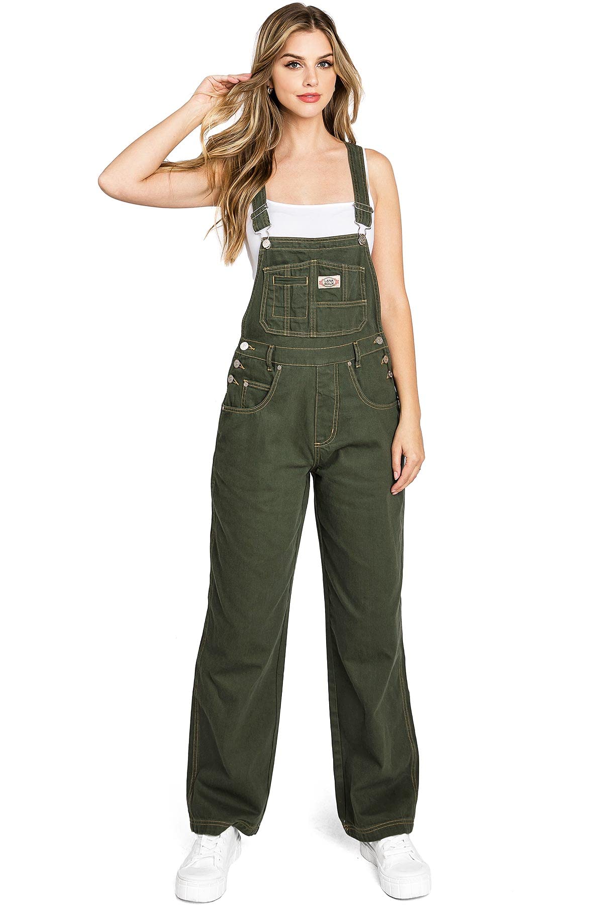 Lana Roux 90s Retro Dungaree Utility Twill Overalls