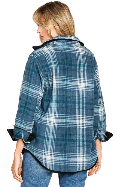 Reversible Plaid-Cord Shacket