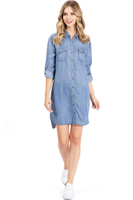 Serene Chambray Shirt Dress