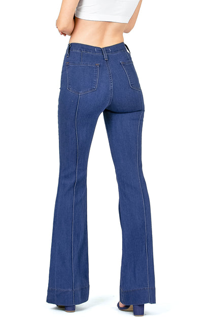 Pin Tuck Bell Bottom Jeans