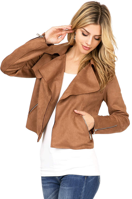 Suede Moto Jacket - Pink Ice