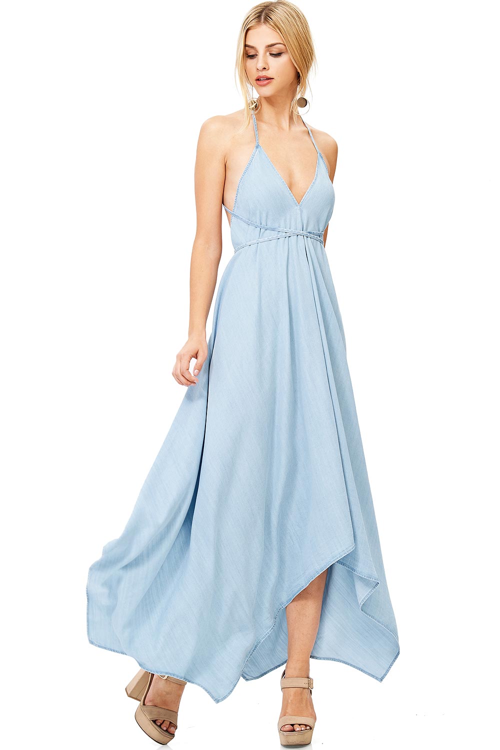 Chambray shop halter dress