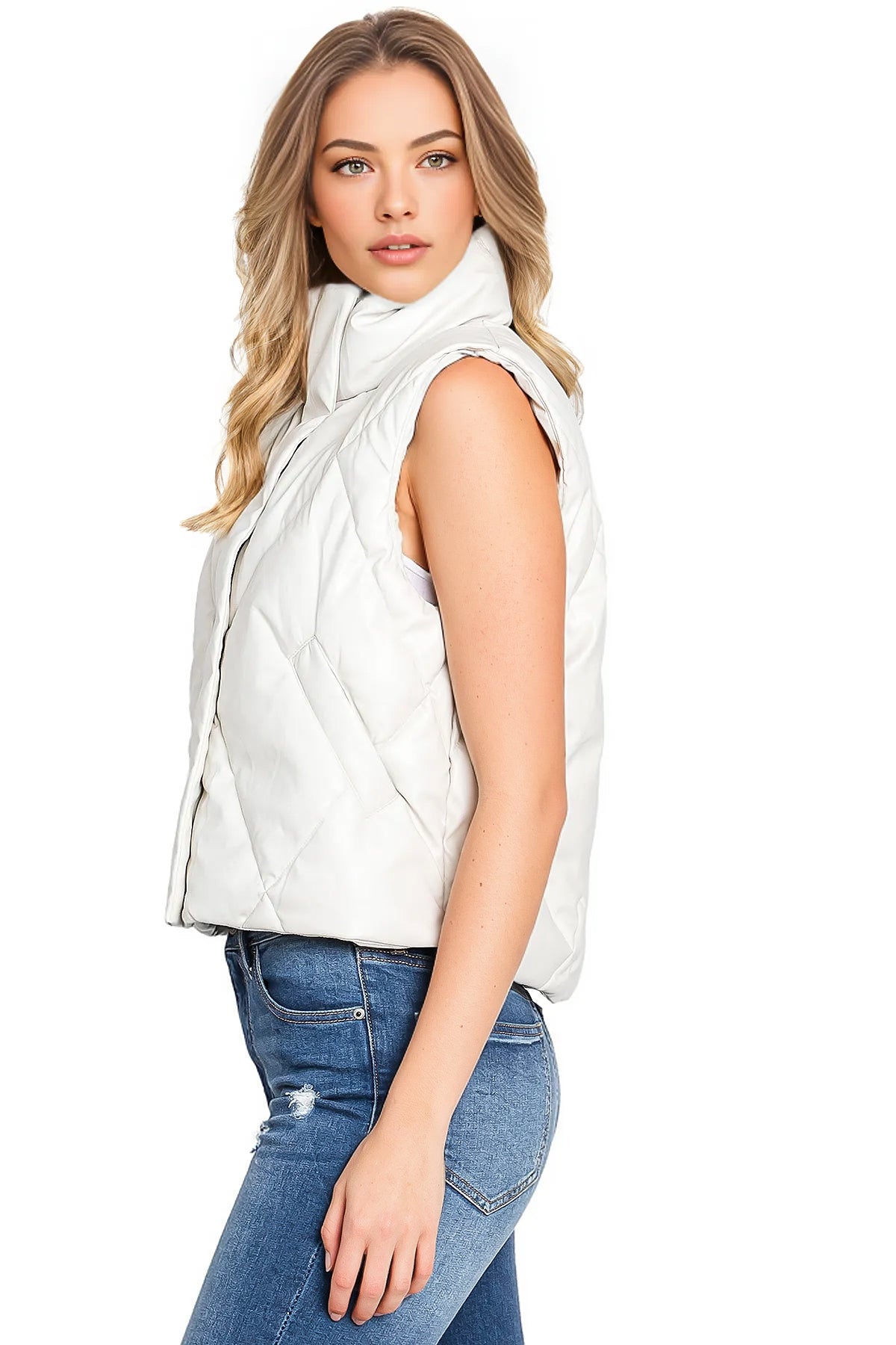 Quilted Faux Leather Vest