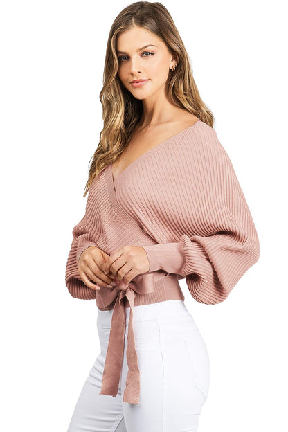 Surplice Knit Sweater Top