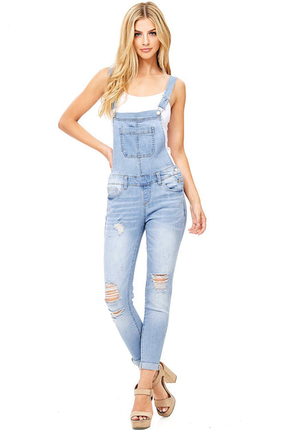 Aura Ankle Skinny Overalls - Pink Ice