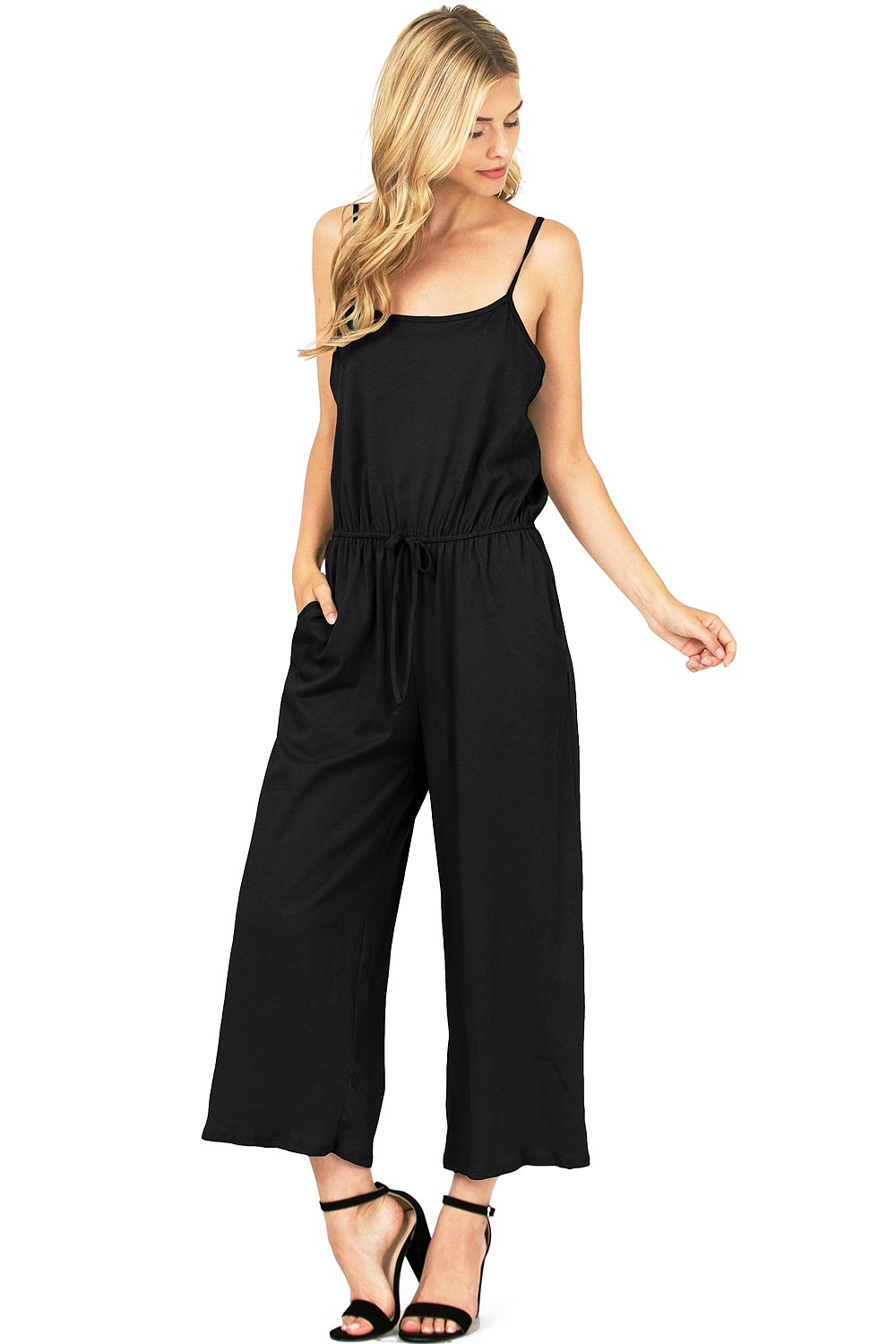 Spaghetti strap cheap culotte jumpsuit