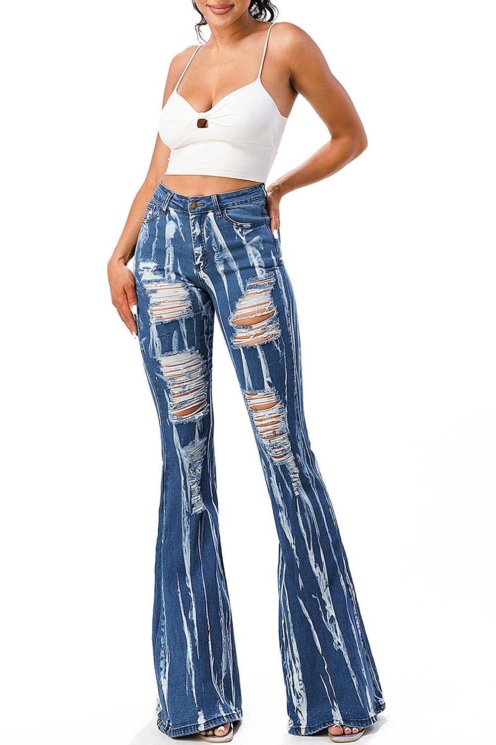 Alchemy Distressed High Rise Flares