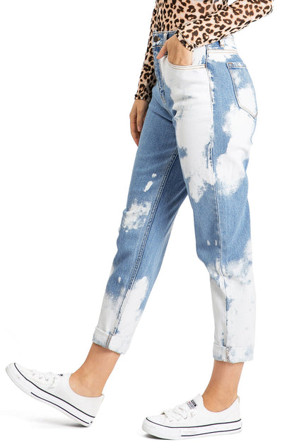 Leah Bleached Mom Jeans