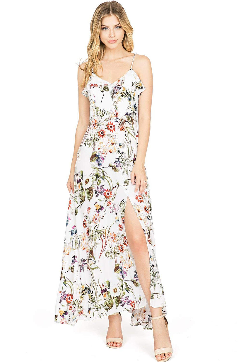 Sunlit Floral Maxi Dress – Pink Ice