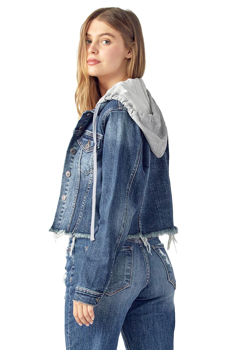 Denim hoodie jacket online womens