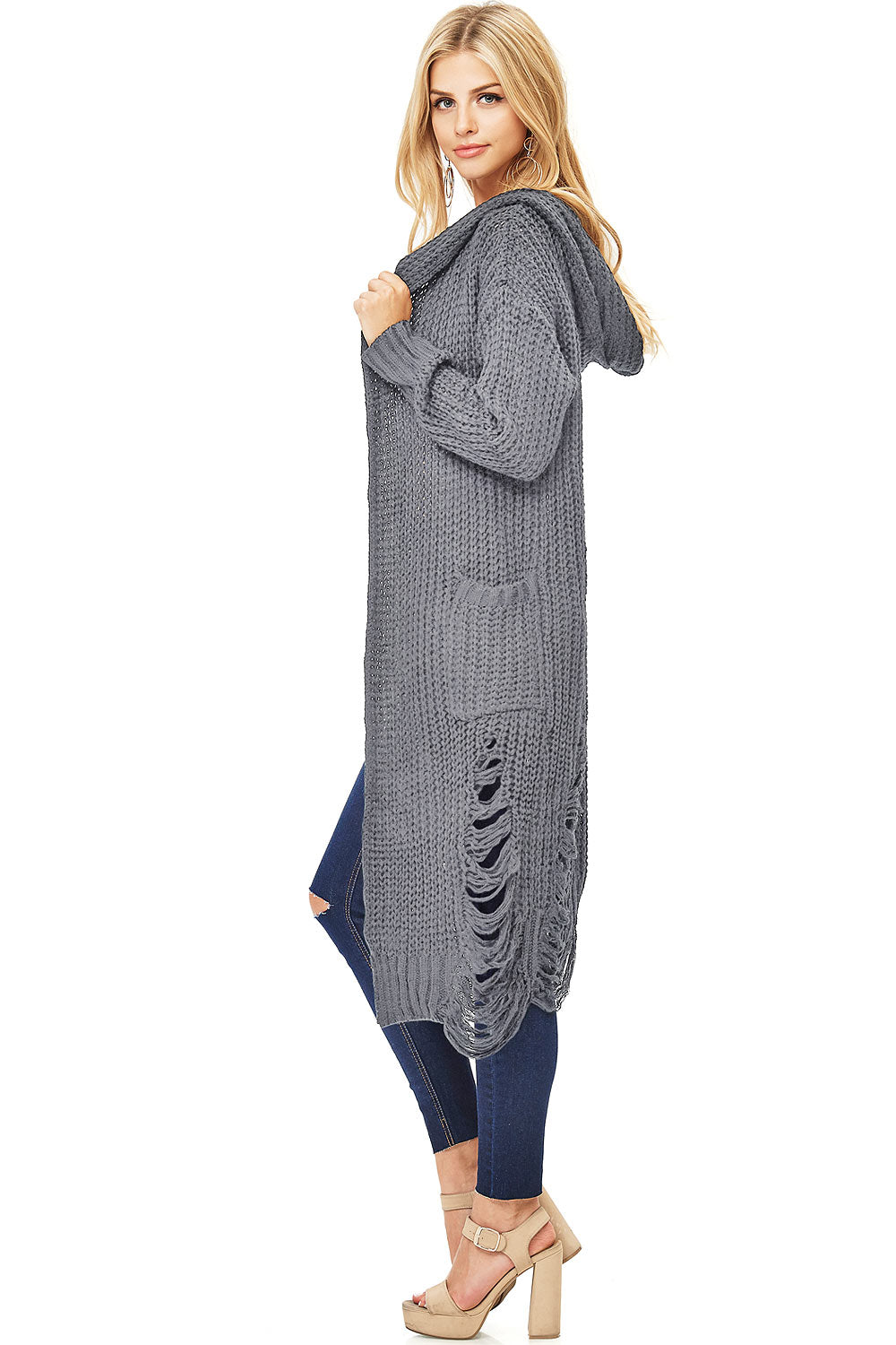 Blitz Shred Knit Cardigan - Pink Ice