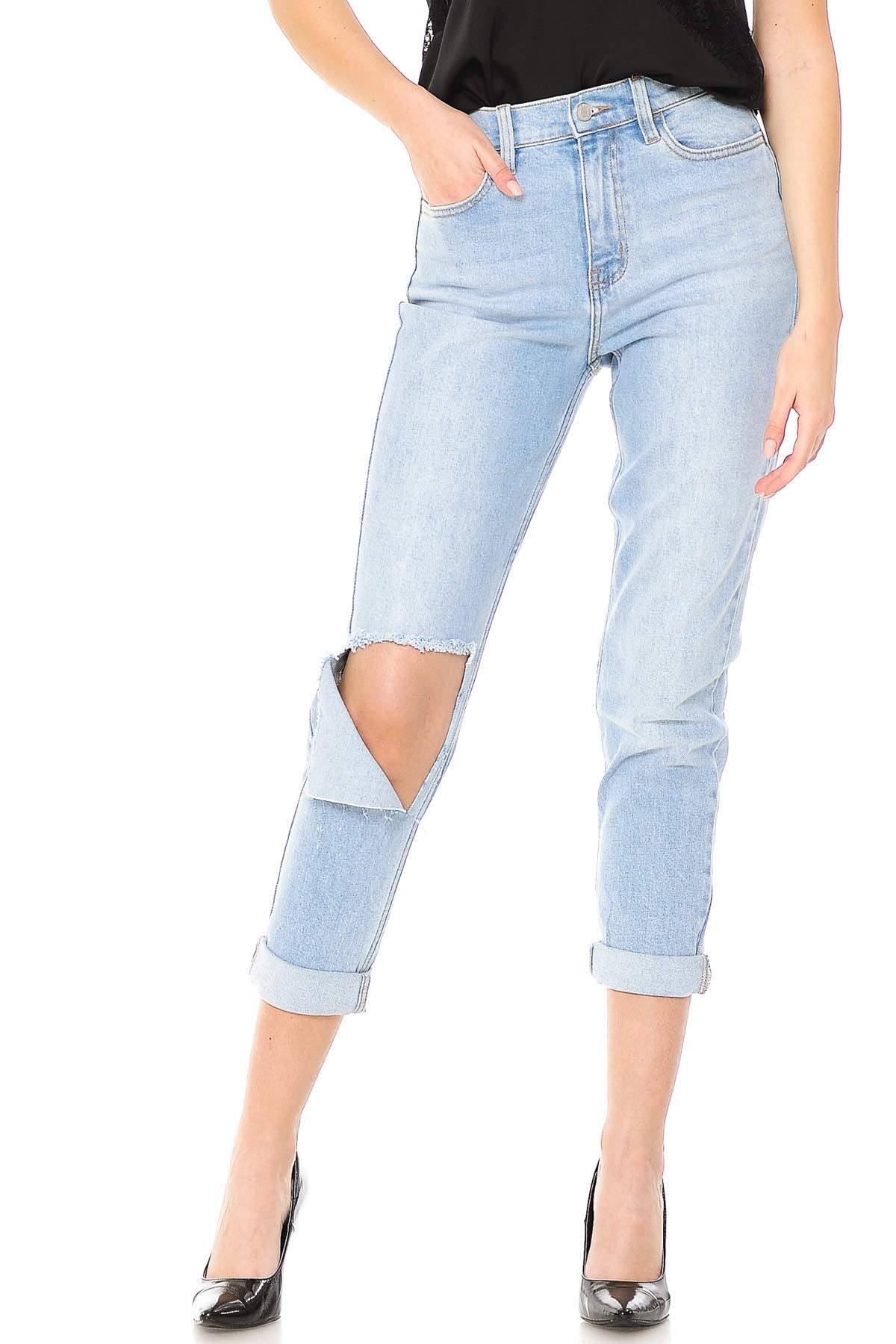 Slashed Rigid Jeans