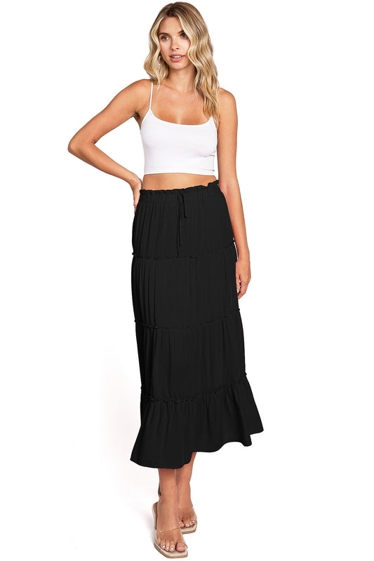 Shirred Midi Skirt