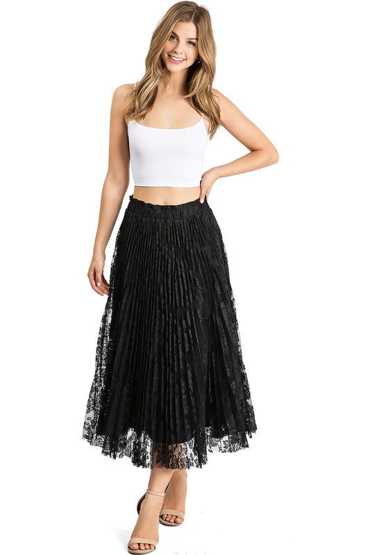 Midnight Lace Pleat Skirt