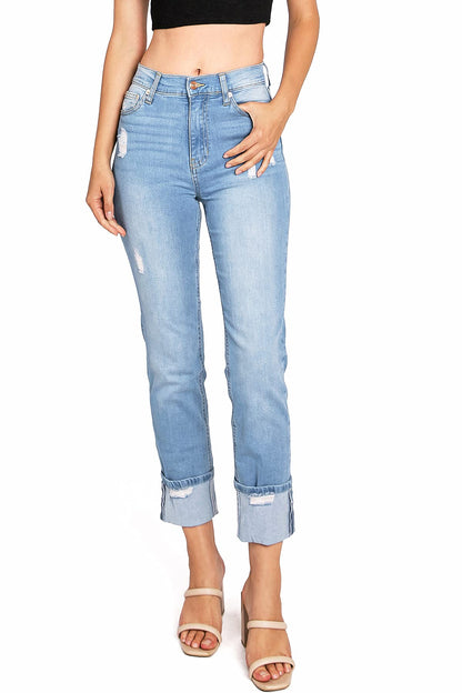 Platform Slim Straight Jeans