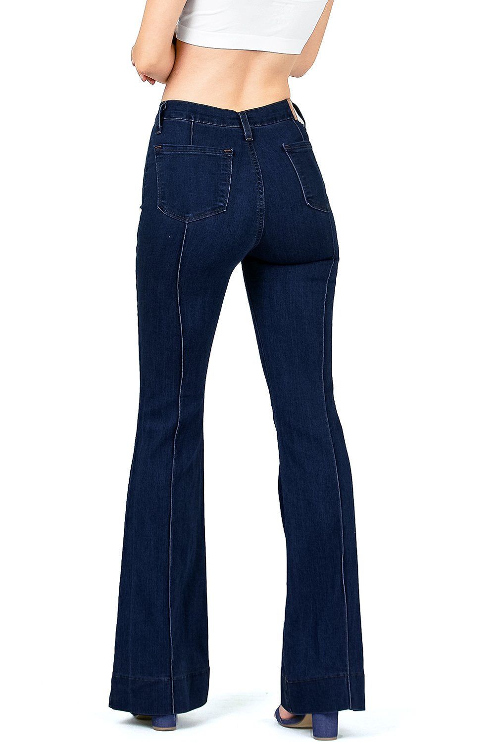 Pin Tuck Bell Bottom Jeans