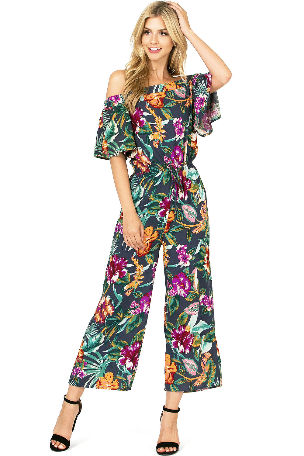 Hibiscus Bloom Culotte Jumpsuit - Pink Ice