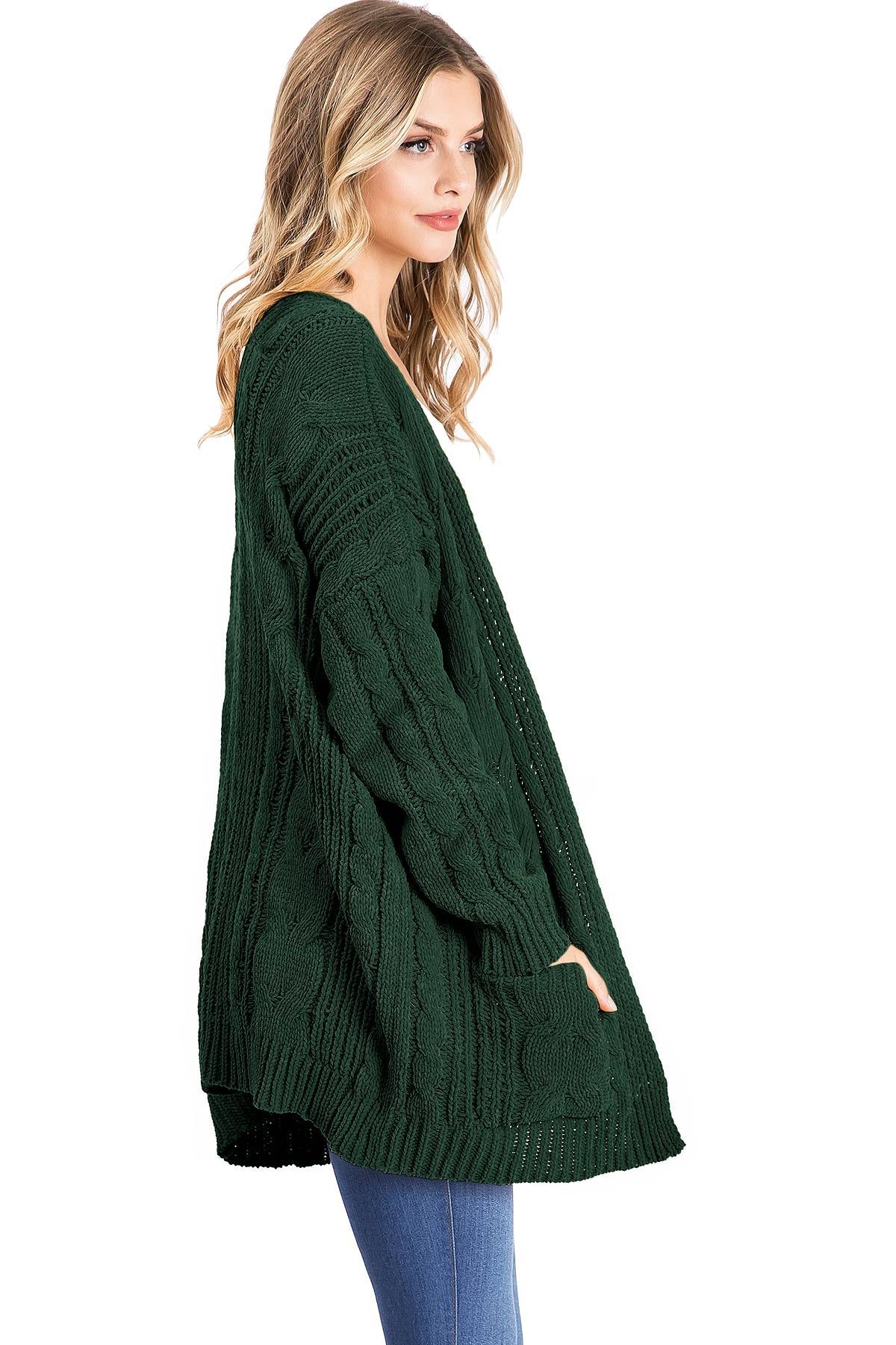 Dark green knit on sale cardigan