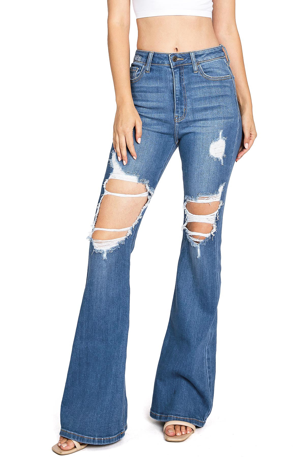 Kira Distressed Flare Jeans
