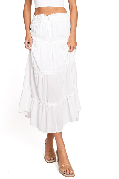 Shirred Midi Skirt