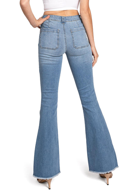 Patch Pocket Mid Rise Flares