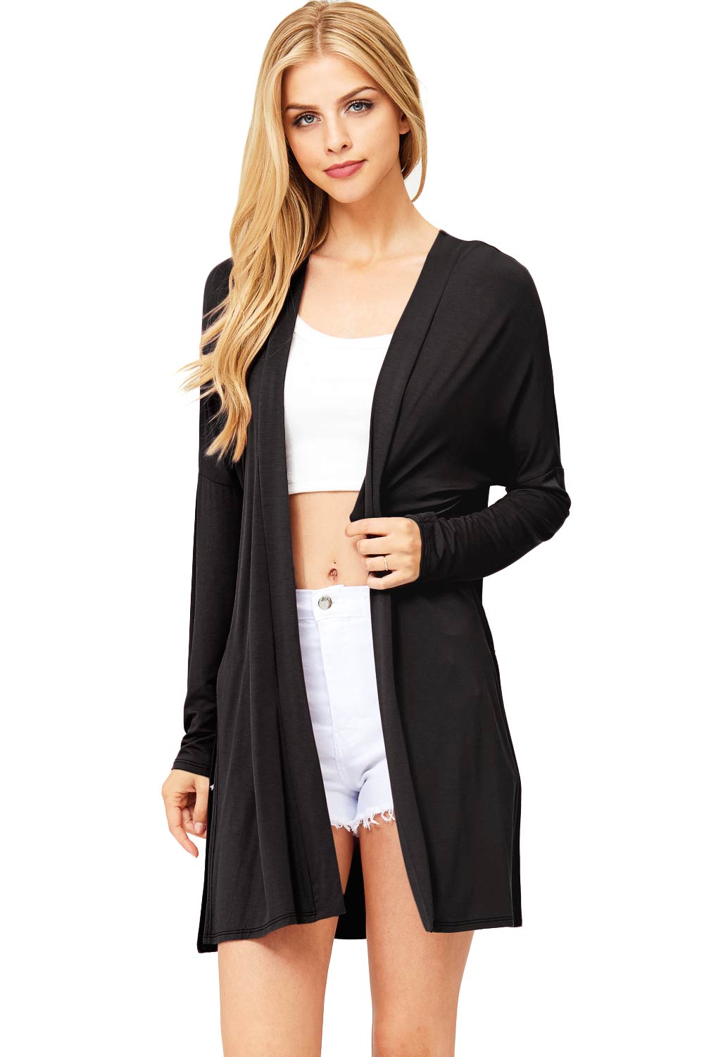 Contemporary Open-Front Cardigan – Pink Ice